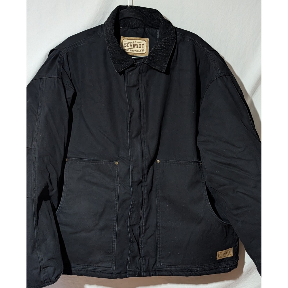 Schmidt Workwear Jacket Men's XL Black Utility Workwear Corduroy Collar